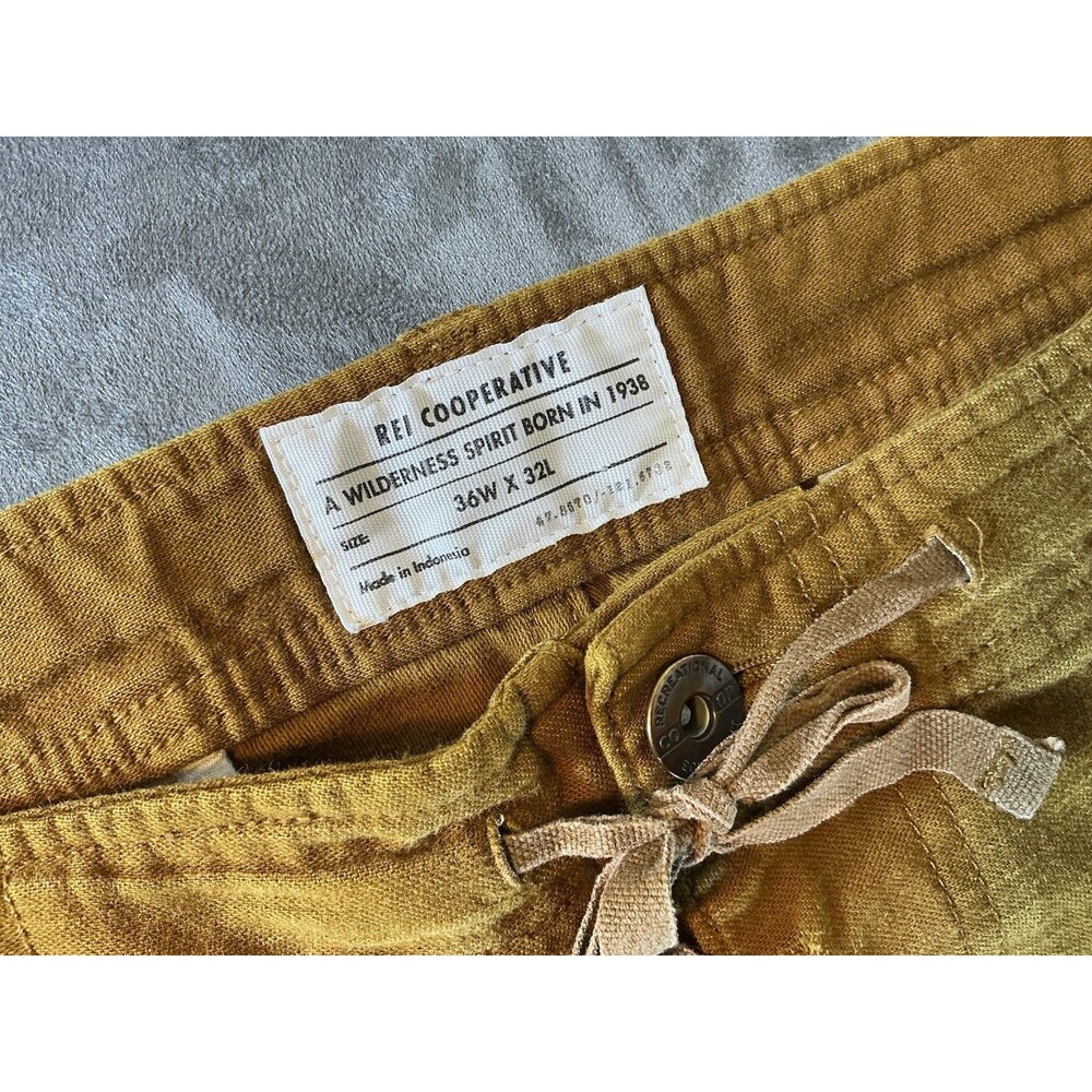 REI Co-op Trailsmith Jogger Pants Men's Size 36x32 Brown Button Outdoor Apparel